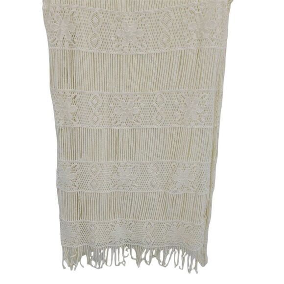 AEO Country Western Boho Lace Overlay Fringe Hem Slip Dress Vanilla Sz XS - Picture 9 of 10